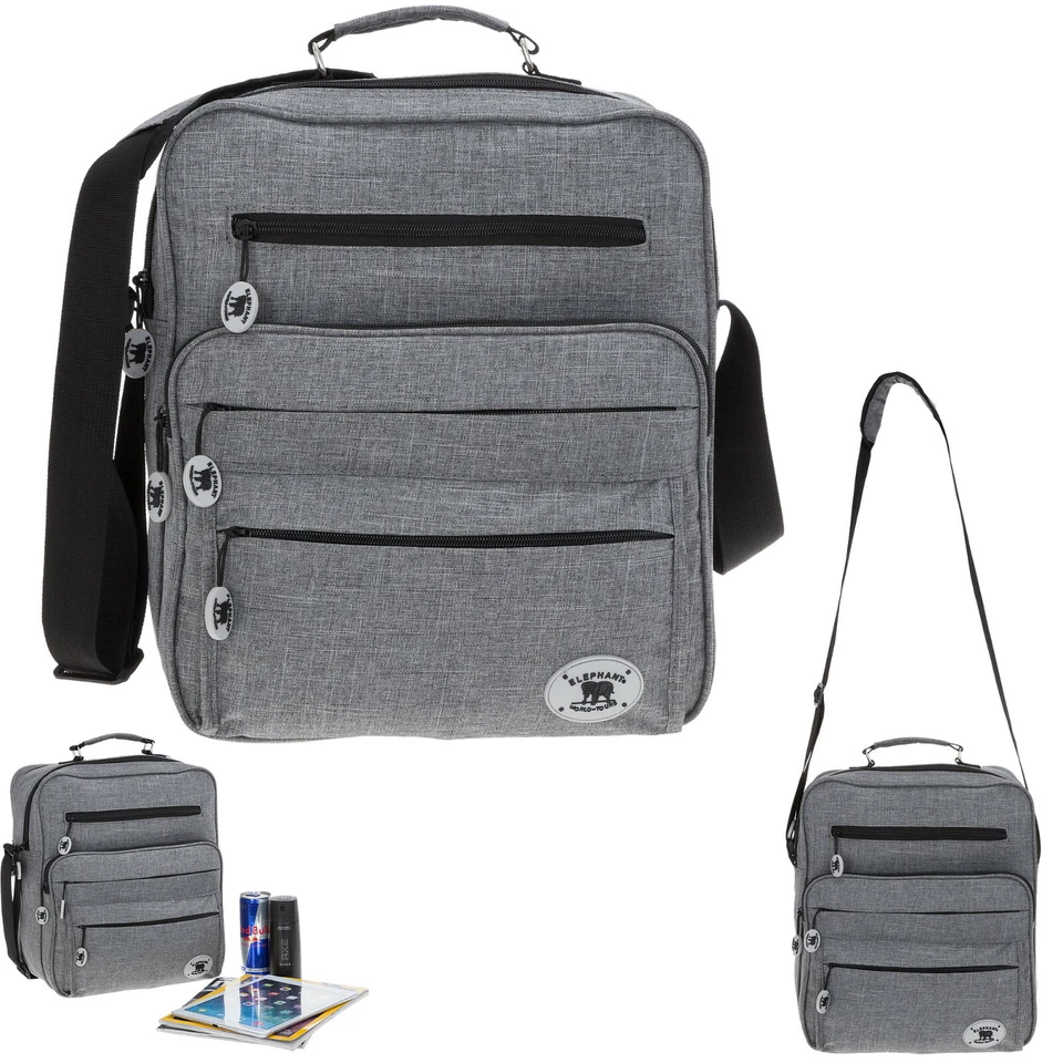 Schultertasche Herren Elephant Genuine Arbeitstasche Tasche Büro 3473 Grau +etui