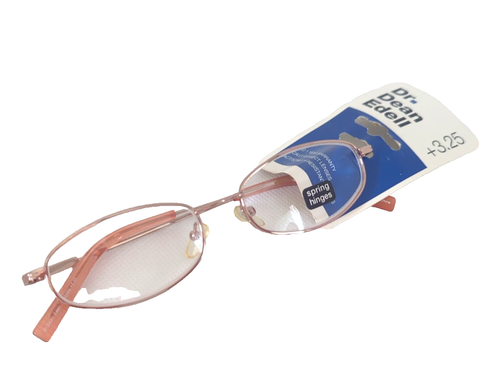 Dr. Dean Edell Reading Glasses Rose Gold Oval Framed +3.25 #18559