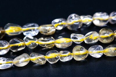 5-7MM Lemon Quartz Pebble Chips Grade AA Genuine Natural Gemstone Loose Beads