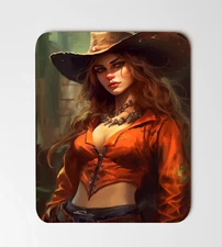 Sexy Cow Girl Fantasy Art Desk Mat Mouse Pad 8"x9.5" Non Slip Rectangle Mousepad