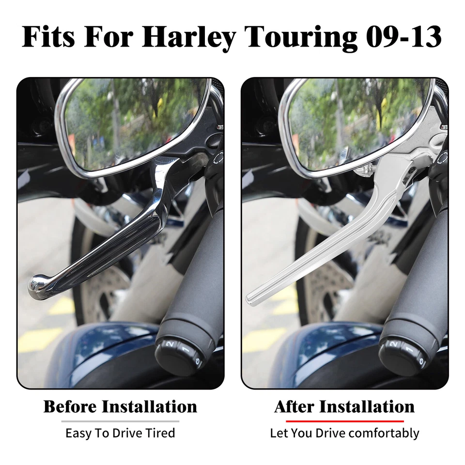 Chrome Brake Clutch Levers For Harley Touring Street Electra Road Glide 09-2013 - Image 3 of 4