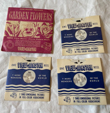 Vintage View-Master Garden Flowers 3 Reel Set in Original Inner Outer Envelope