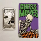 1 oz Silver Art Bar - CMG Mint 2021 Chess Moves Error Money Bag Reverse - F8565