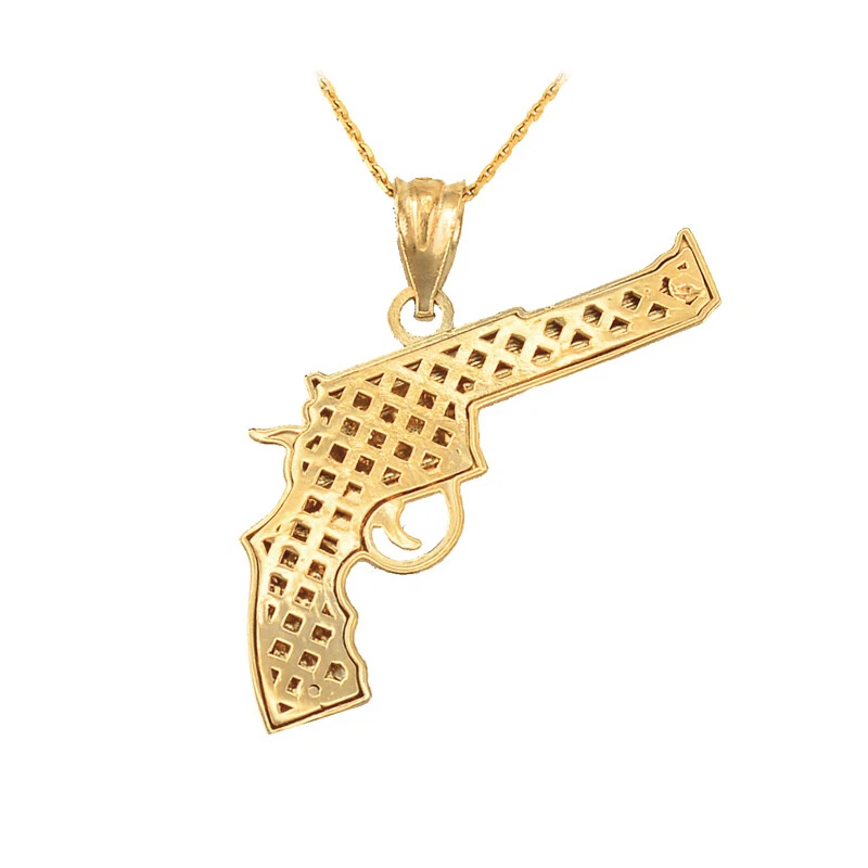 Gold Revolver Pistol Gun Pendant Necklace - Image 4 of 4