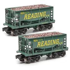 O Gauge Reading Ore Cars with Operating Coupler Hopper Train Cars 2 PACK