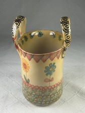 Vaso/jarrón de cerámica italiano pintado a mano Itálica ARS de colección con 2 asas **LEER**