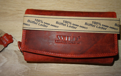 Geld Börse Portmonee Portemonaie Echt  Rind  Leder Kellnerbörse Damen Vintage