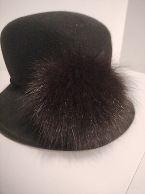 Kokin hat with box pre-owned  hat and box almost new not used  a lot Vintage KOKIN New York 100% Wool and Black Leather Hat  main image 2