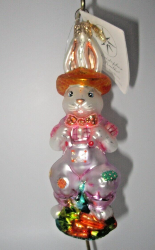 Radko Easter HILLY BILLY Bunny Rabbit Christmas Ornament 01-SP-87 NEW NWT - Afbeelding 1 van 4