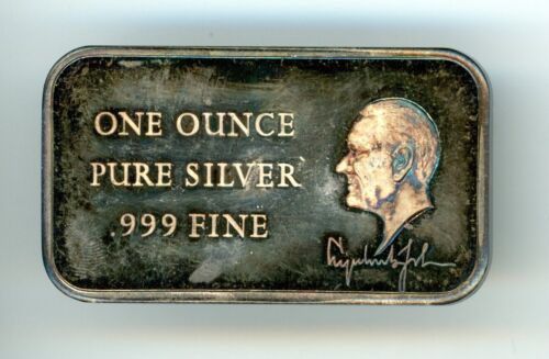 Eine Unze 0,999 Silber, Präsident Lyndon B. Johnson Silberbarren, tolle Tonung
