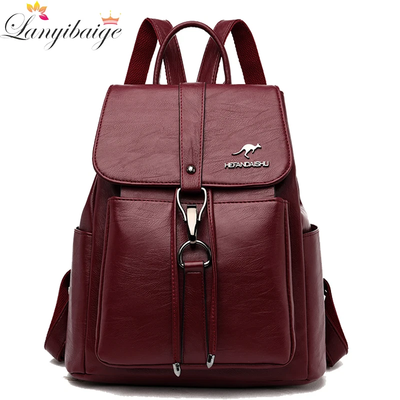 Trendy Womens Tan Leather Backpack Purse Designer Backpacks for