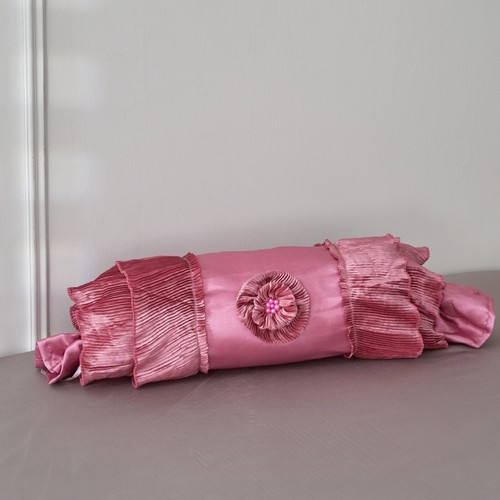 Tache 6 Piece Fancy Satin Pink Royal Dreams Ruffled Floral Comforter Bedding Set - Picture 11 of 11
