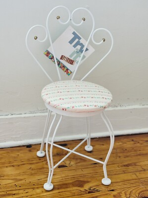 Vintage Enstyle Metal Child s Chair With Fabric Seat 24 Ht New