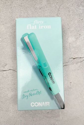 Conair Mini 1/2-inch Ceramic Flat Iron; Perfect for On-The-Go Styling, Turquoise