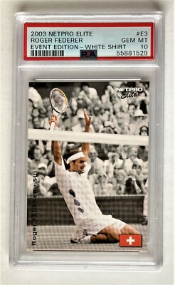 2003 NETPRO ELITE EVENT EDITION ROGER FEDERER #E3 SHORT PRINT RC PSA 10