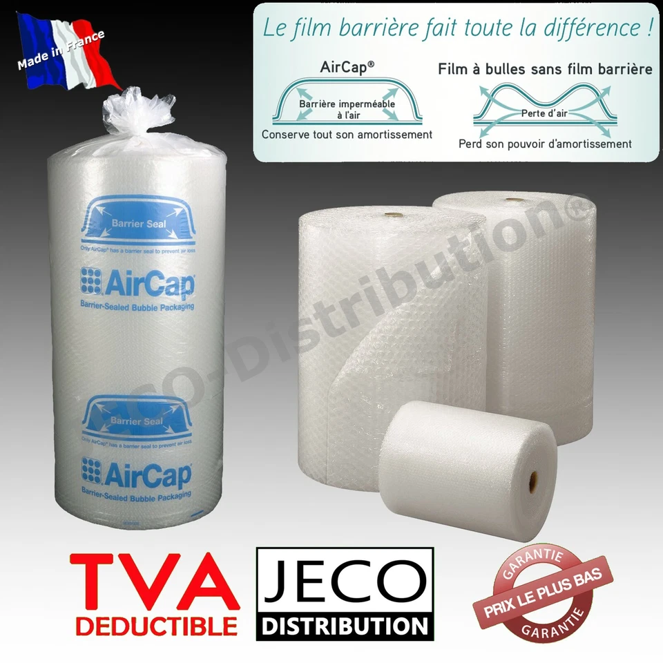 Rouleau film papier Bulle AIRCAP®/Jovicap® emballage largeur 50cm ou 100cm Ø10mm - Photo 1/1