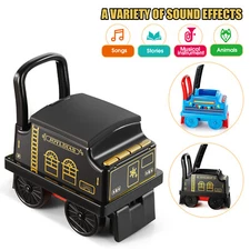 Train Carriage for Ride On Train with Songs,Stories,Storage,Handle (Black/Blue)