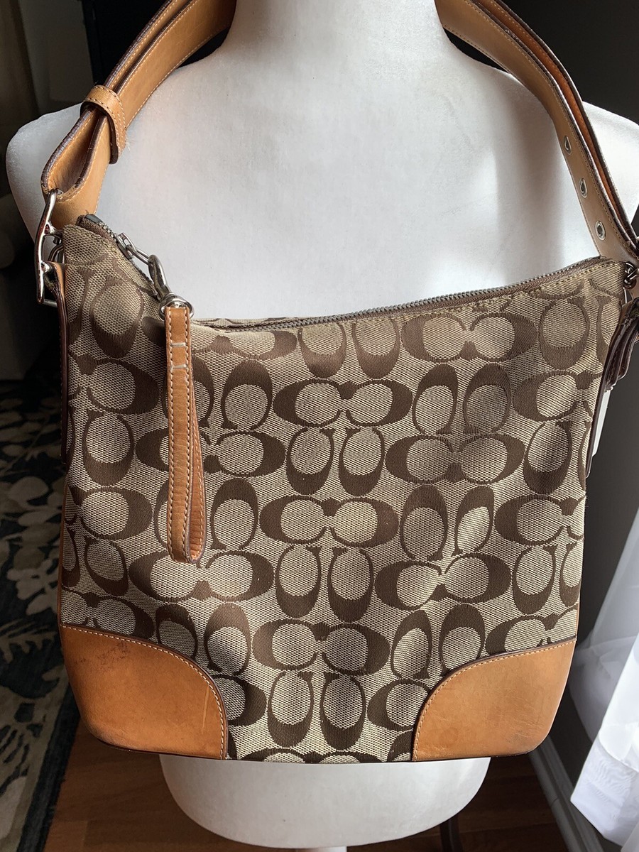 COACH Signature Shoulder Crossbody Top Zip Bag 6347 Tan COACH Signature Shoulder Crossbody Top Zip Bag 6347 Tan
