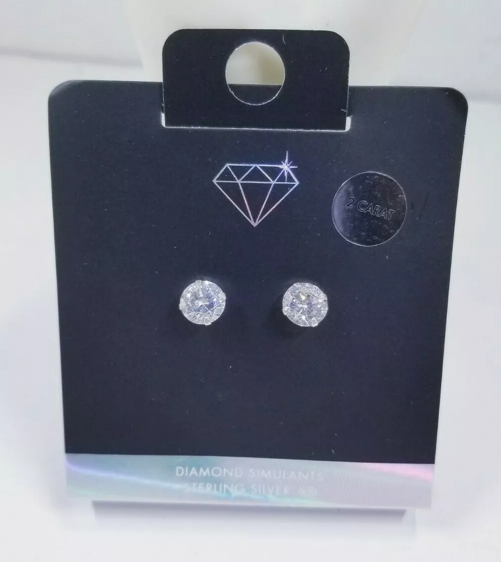 Lovisa Sterling Silver Earrings with 8mm 2 Carat Cubic Zirconia