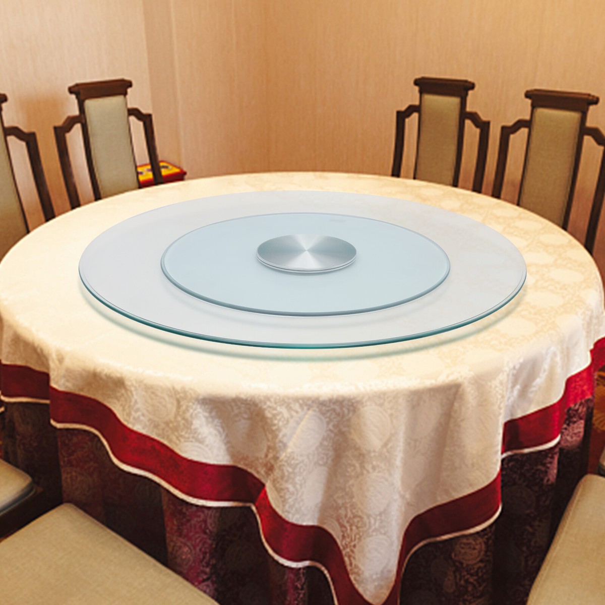 27.56&quot; Glass Turntable Dining Table Centerpiece Large Tabletop US 