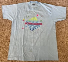 Vintage 80s North Dakota Single Stitch T Shirt Screen Stars USA Made Size XL