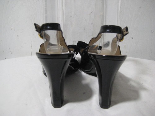 Bruno Magli Black Patent Leather Slingback Heeled Sandal Shoes Women's Size 37.5 - Picture 7 of 23