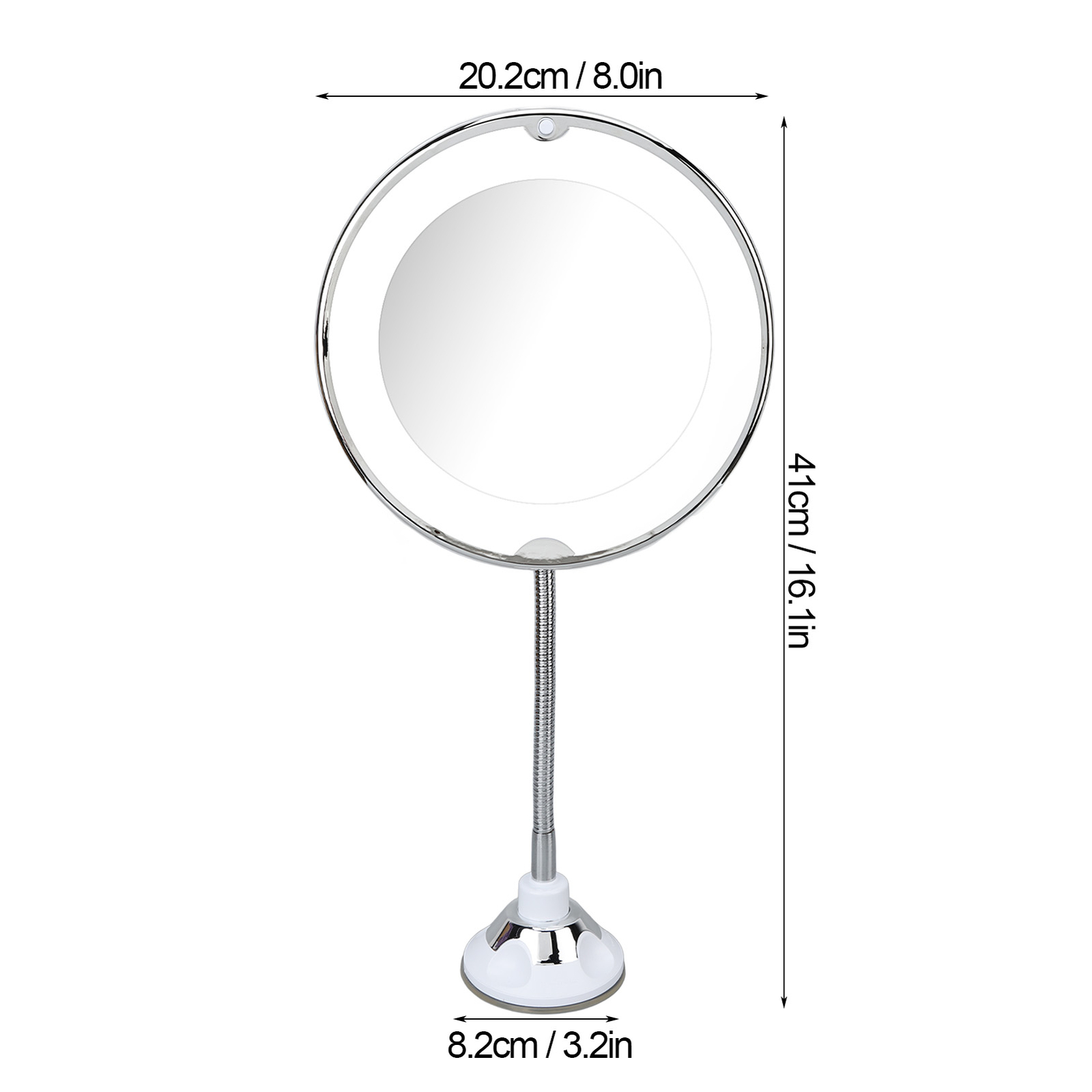 8 Suction Cup Makeup Mirror 10X With LED White Light 10X Magnify