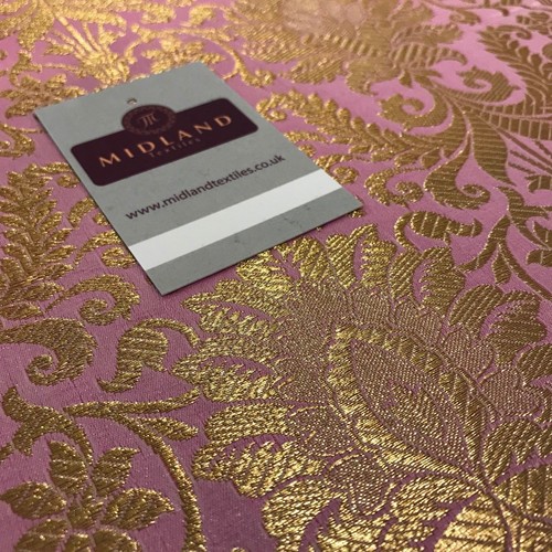£14,99/m Oro Floreale Metallizzato Indiano Finta Seta Banarsi Broccato Tessuto 45" M282 - Foto 128 di 156