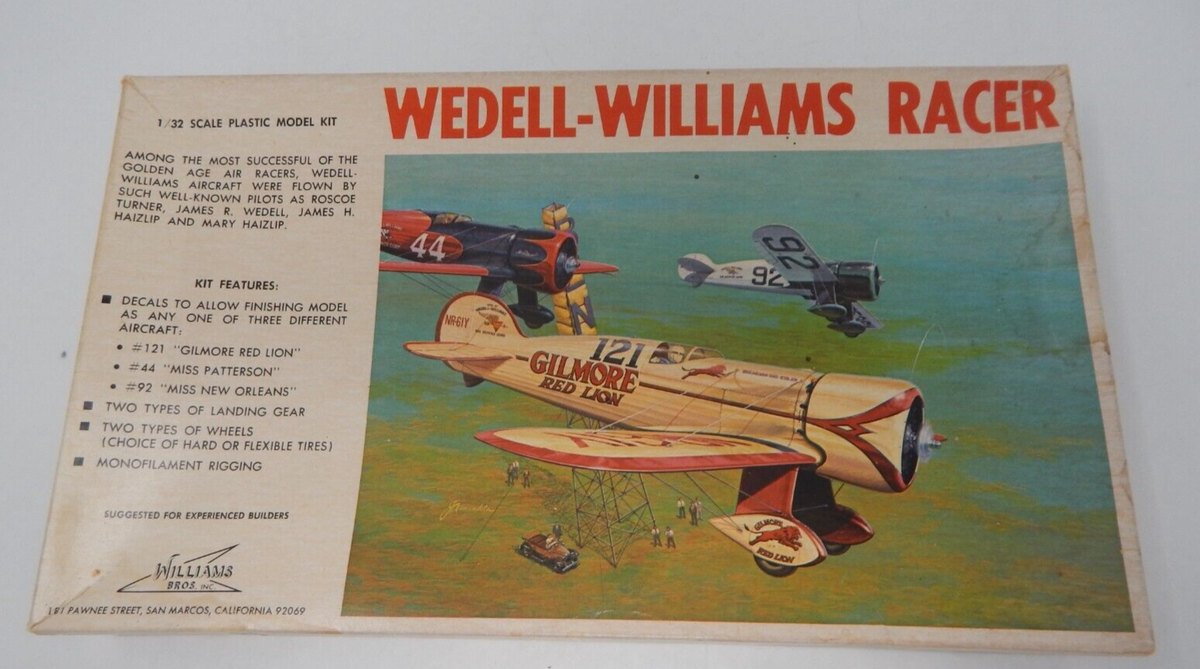 航空機・ヘリコプター Williams Bros 1/32 Wedell-Williams Racer Williams Bros. 1/32 Scale Wedell-Williams Racer Airplane Model Kit