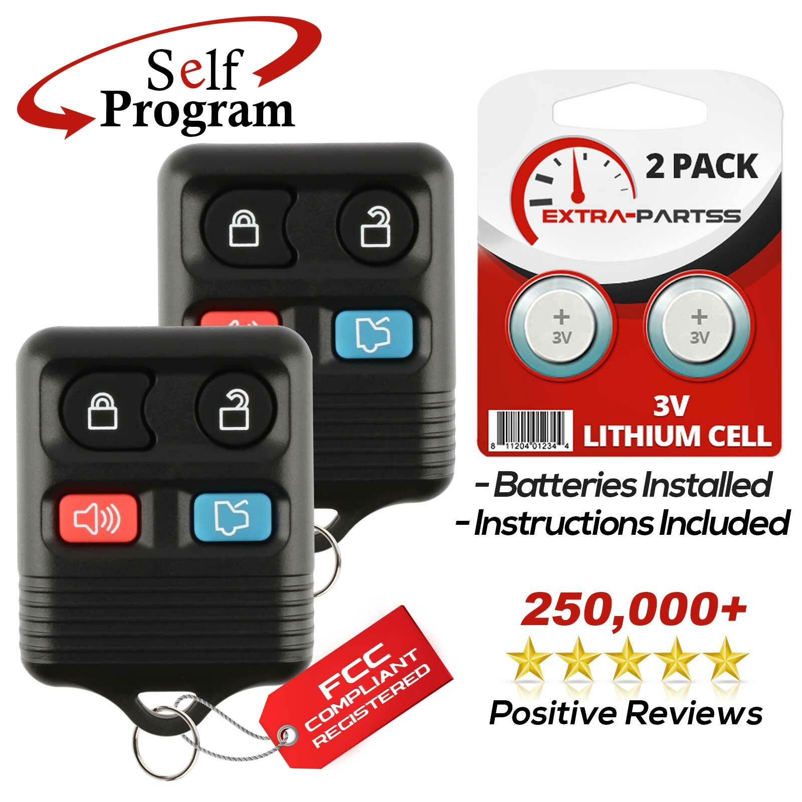 2 For 2004 2005 2006 2007 2008 2009 2010 2011 2012 Ford Focus Remote Key Fob