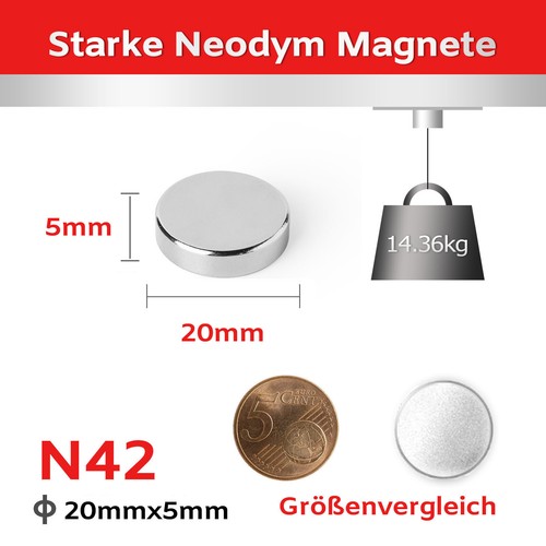20x5mm Neodym Magnete Mini Rund Magneten Scheiben für Whiteboard Handwerk DIY - Bild 8 von 11
