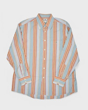 Lacoste Shirt Mens 44 Blue Striped Button Down Long Sleeve Crocodile France