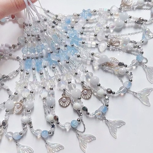 Fashionable Fish Tail Pendant Phone Charm Unique Shell Keychain Beaded Pendant - Zdjęcie 4 z 8