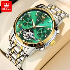 OLEVS Men Mechanical Watch Stainless Steel Multifunction Waterproof Wristwatches