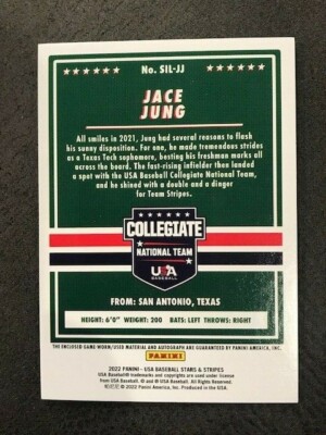 JACE JUNG 2021 Panini Stars & Stripes USA Baseball GU Patch