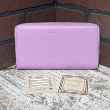 Jonathan Cate SARAH Wallet Purple 100% Leather Zip Around Fastening NEW