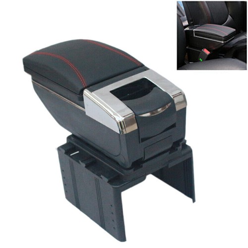 1PCS Car Central Container Armrest Box PU Leather Center Storage Case Trim Black - Picture 4 of 12