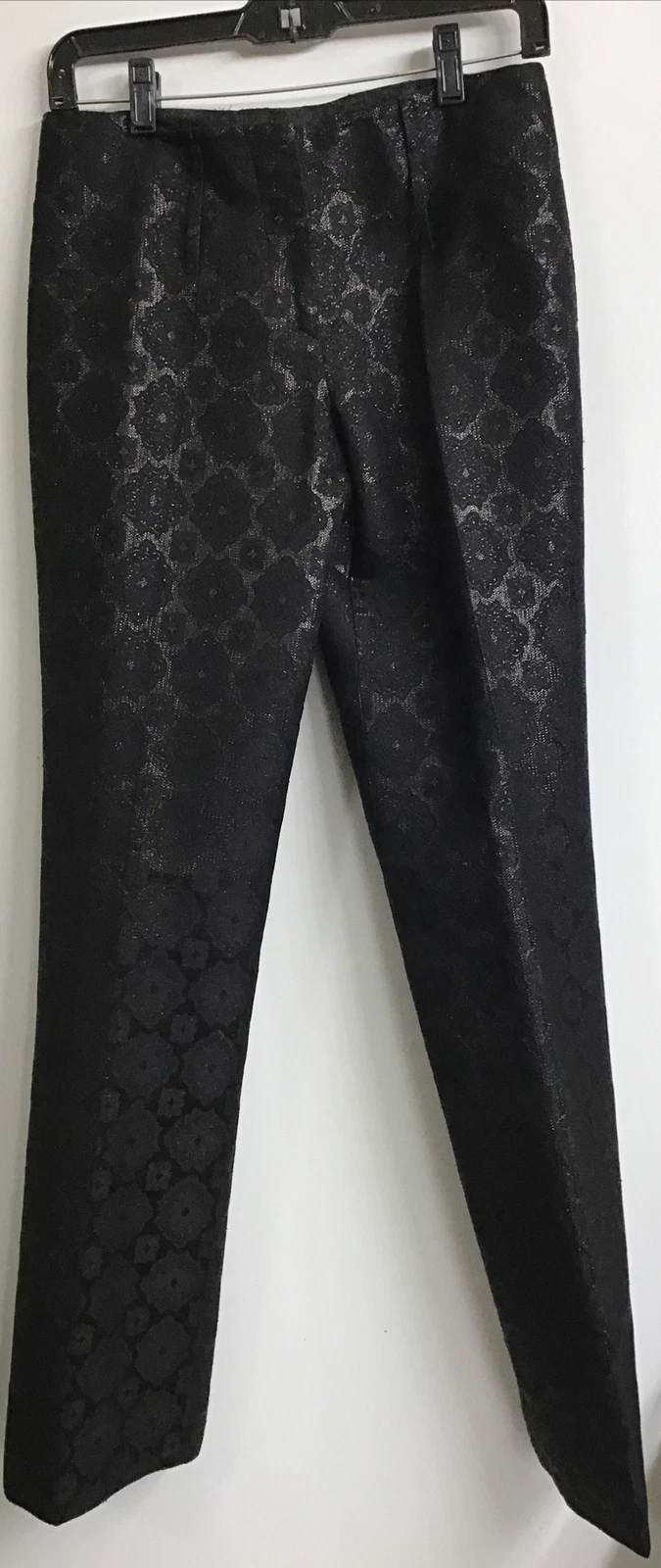 Pantalone Prada nero cuciture metallizzate stampa floreale doppia cintura passante taglia 40 4