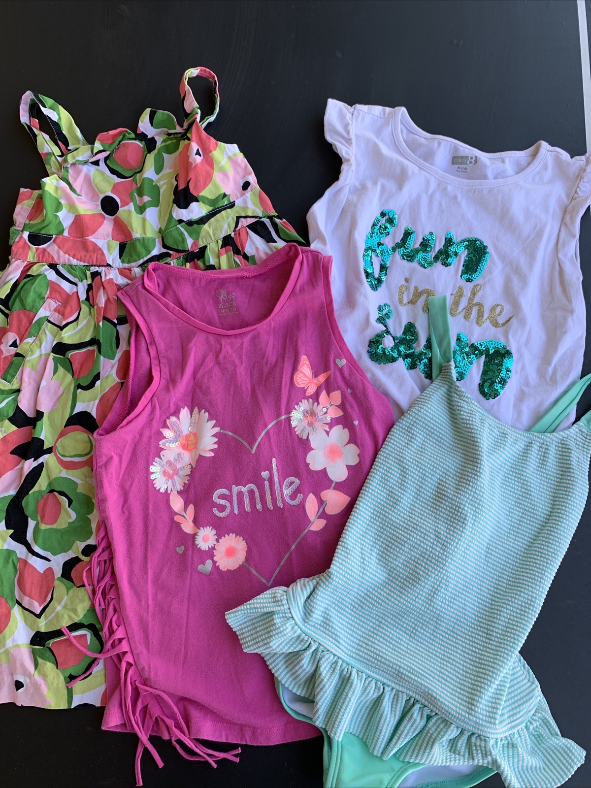 Ensemble Fille Gymboree Taille 7-9 : Pantalon Velours Côtelé Rose + Haut Fleuri