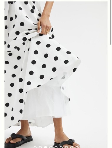 NWT Eva Franco Sold Out Stunning Polka Dot Pleated Draped Midi Skirt size XXS - Picture 3 of 10