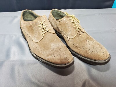 Men\'s Suede Wingtip Brogues in Light Brown Brooks Brothers Brown Suede Leather Wingtip Oxfords Mens  main image 4