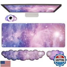 Cloud Wrist Rest Keyboard Purple Cloud Mouse Pad Set 4PCS Galaxy Large Desk M