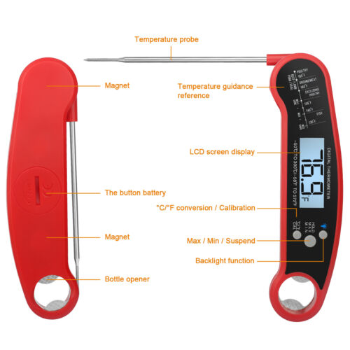 Digital Meat Thermometer Instant Read for Kitchen Food Cooking BBQ Grilling US - Picture 9 of 12