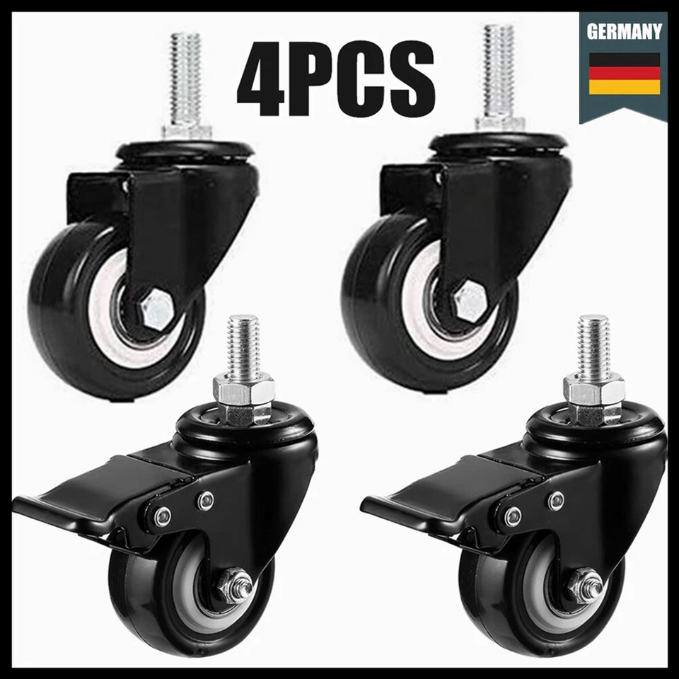 4 Stk Möbel Lenkrollen Transportrollen - Tischrollen 2x mit und 2x ohne Bremse - Bild 2 von 4