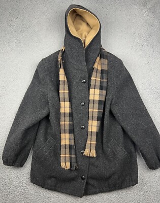 Vintage Authentic MacKintosh Vest Coat Womens 16 Wool Hooded USA Barn  Jacket