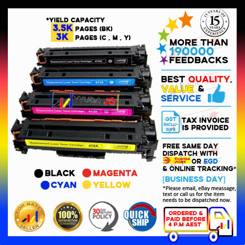 4x NoN-OEM Toner CE410A CE410X CE411A CE412A CE413A for HP 305A 305X M451 M475 - Picture 1 of 5