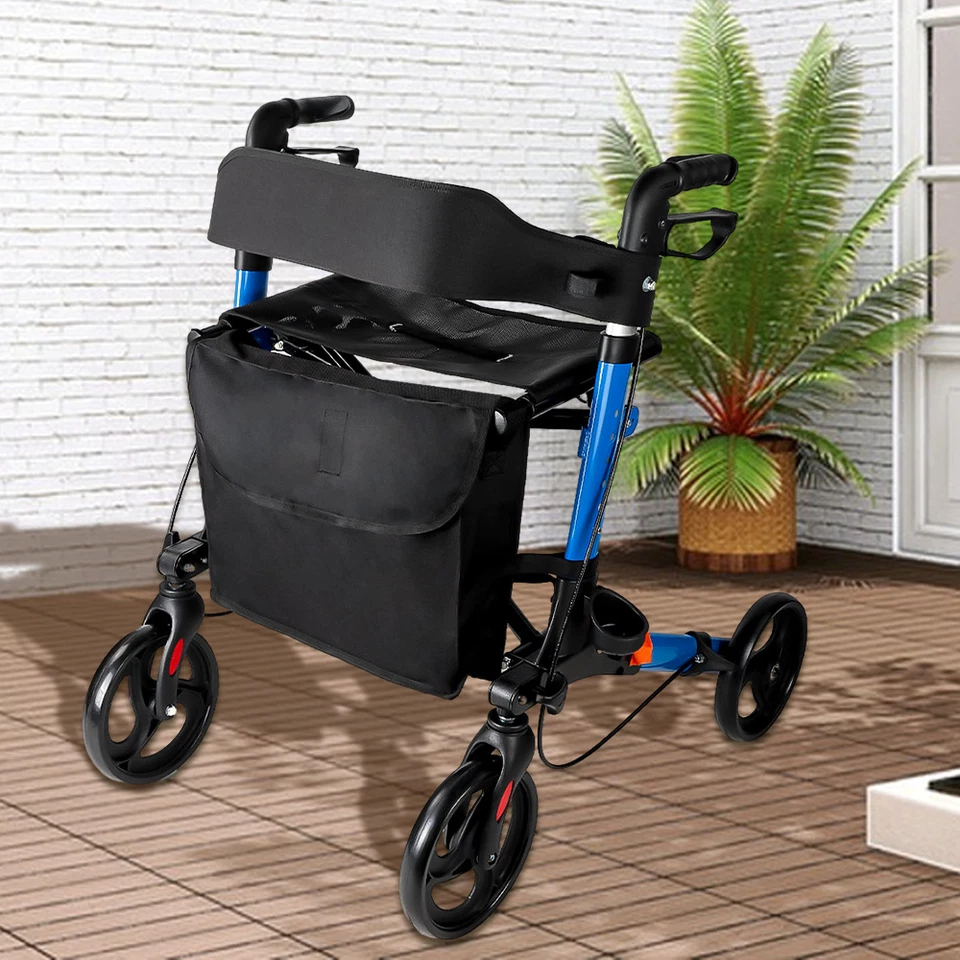 Folding Rollator Walker Aluminium Walking Frame Mobility Aid Lightweight 4Wheels - image 3 of 4