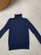 Cos  100% Lightweight Wool Roll Neck Navy Jumper S