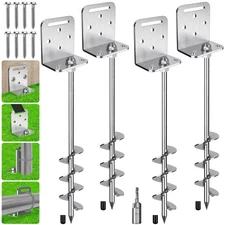 4 Pack 24" Ground Anchors Screw in Shed 4 24 Inch Silver Earth