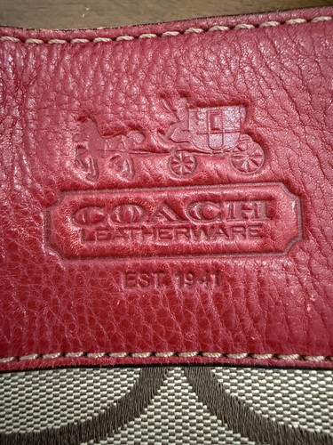 Coach Joe Red & Tan Jacquard Signature Hobo Bag F12657 - Picture 13 of 14